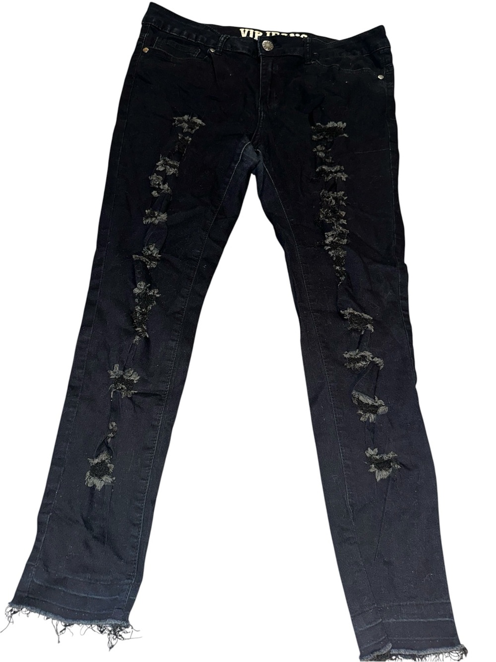 VIP Women Black Ripped Skinny Jeans - Picture 2 of 12